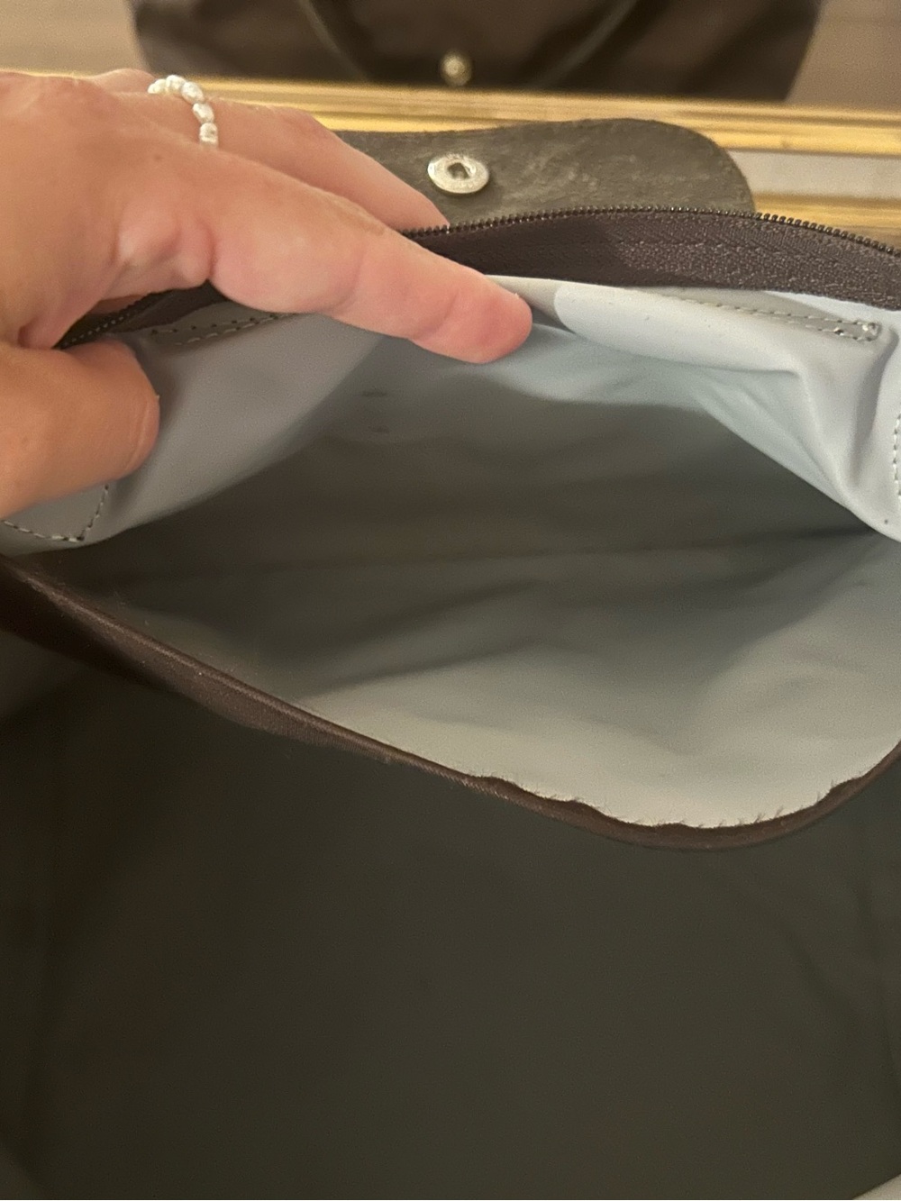 Longchamp Brown Nylon Le Pliage Tote with Dark Leather Trim - Picture 4 of 5
